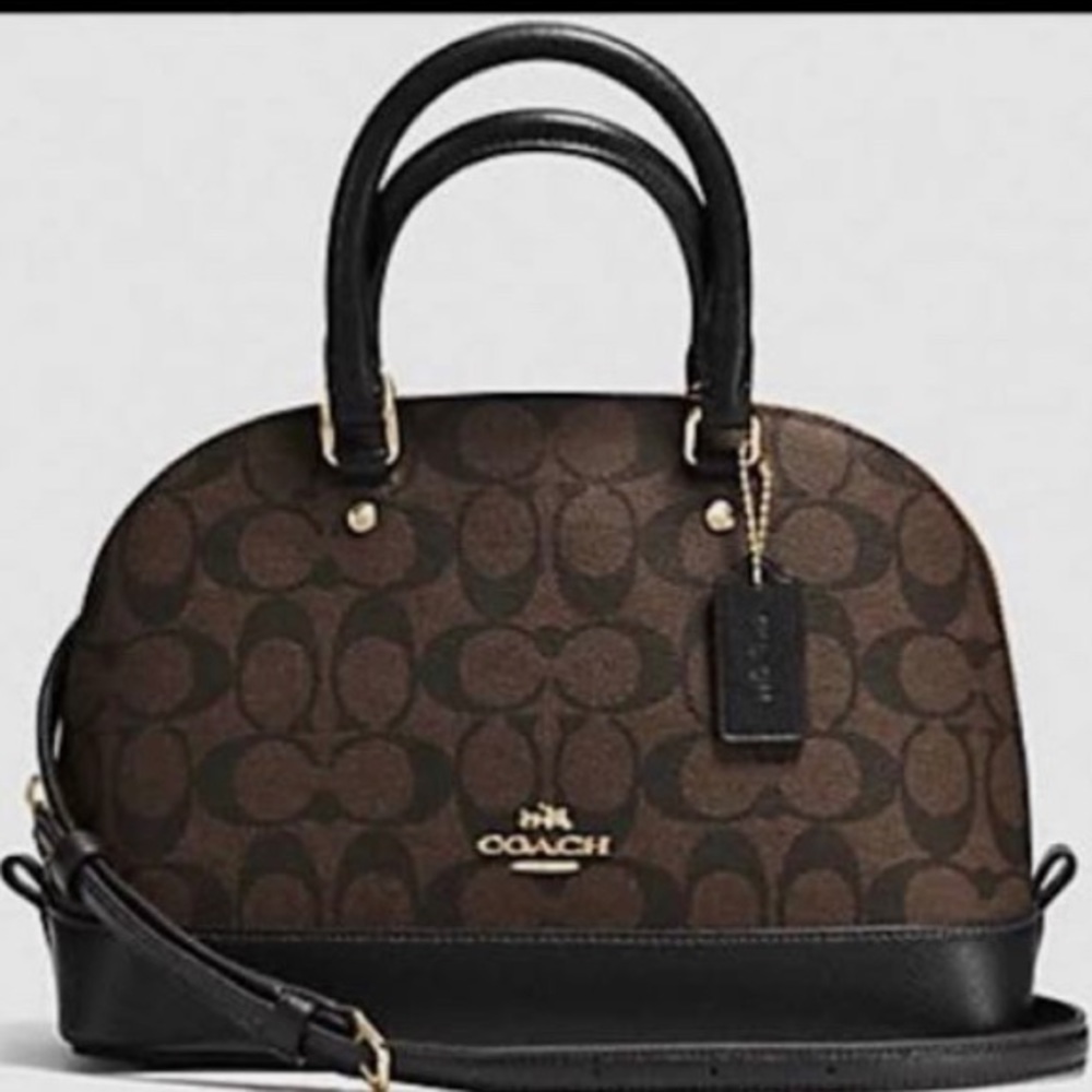COACH F27583 SIGNATURE MINI SIERRA SATCHEL HANDBAG BROWN BLACK